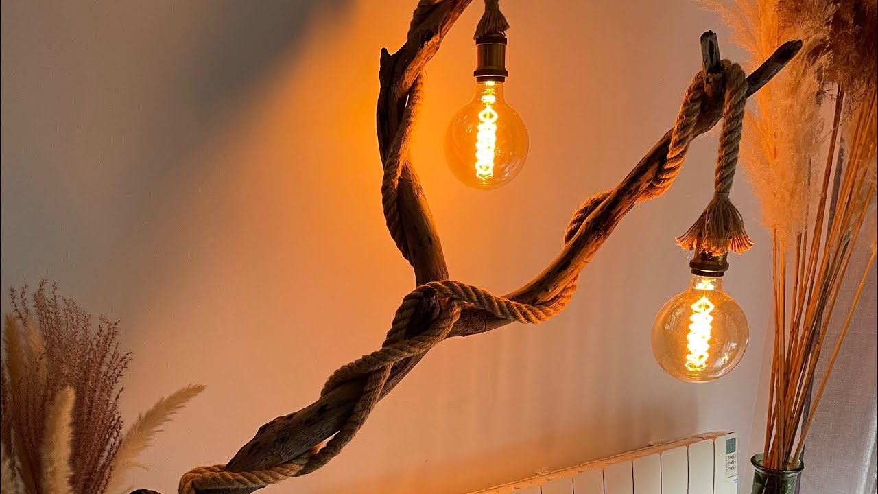 FABRICATION D&rsquo;UNE LAMPE EN BOIS ET CORDES