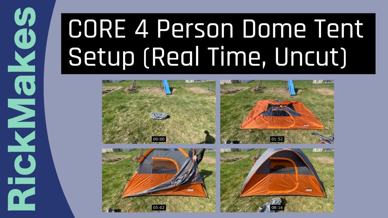 CORE 4 Person Dome Tent Setup (Real Time, Uncut)