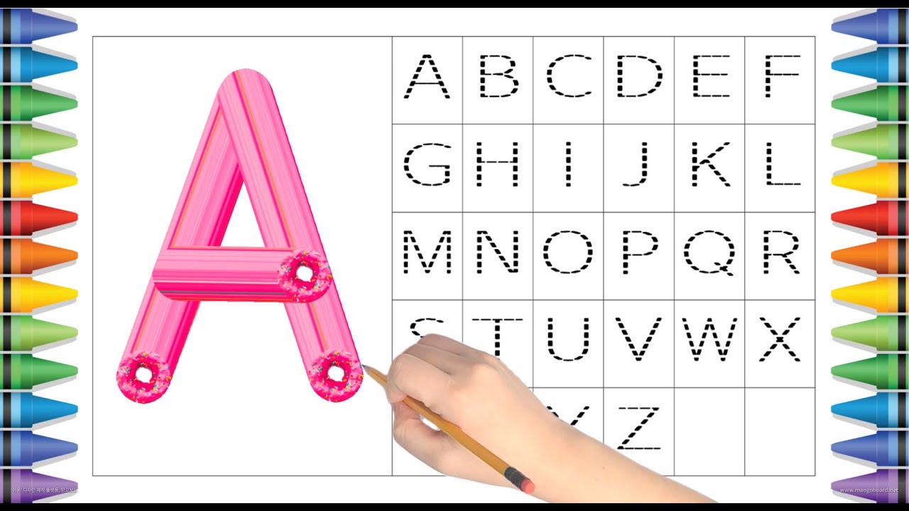[알파벳 놀이] 유아와 어린이를 위한 Alphabet 대문자 A부터 Z까지 따라 쓰기 | Write Alphabet A to Z | Learn abcd | a for apple