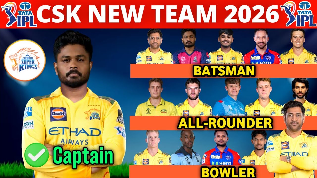 IPL 2026 &mdash; полный состав команды Chennai Super Kings | Список новых игроков команды CSK 2026 | Но...