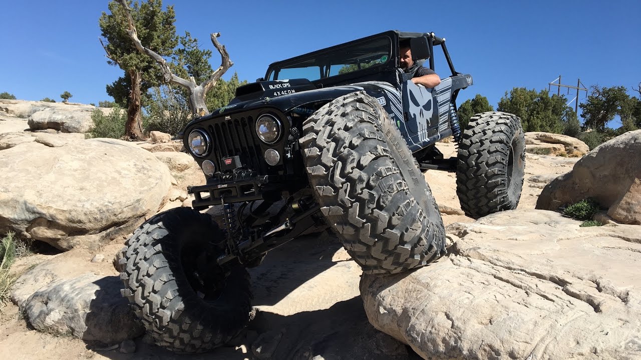 The Badass Black Ops 4x4 Jeep CJ7 at Area BFE in Moab.