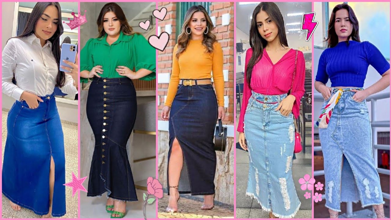 MODA CRISTIANA🌸 FALDAS JEANS LARGAS✅ PARA VESTIR A LA MODA Y ESTILOSA Moda 2024 mujer