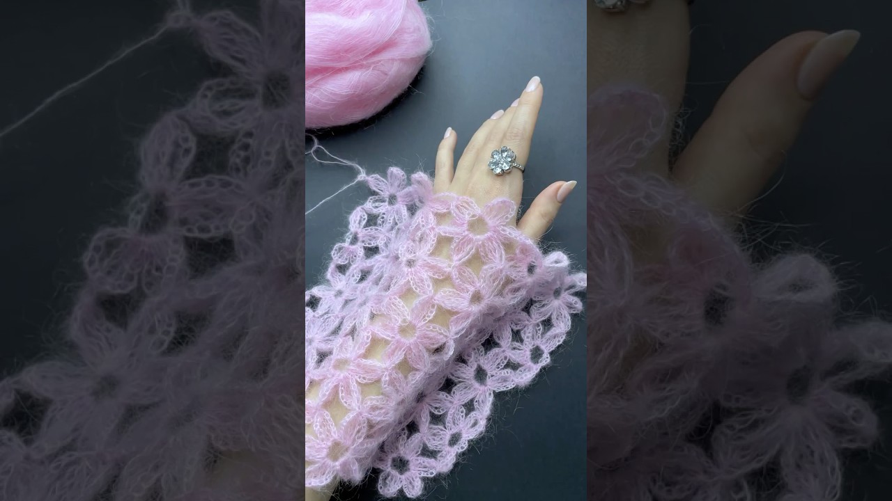 Crochet flower stitch with mohair 🌸#crochet #pattern #yarn #pattern #tutorial #handmade