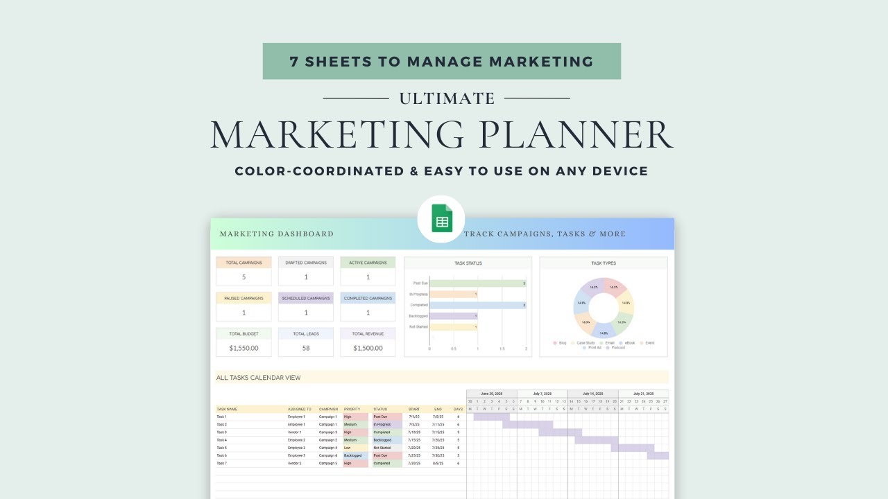 Marketing Campaign Tracker: Google Sheets Template and Excel Spreadsheet 📊