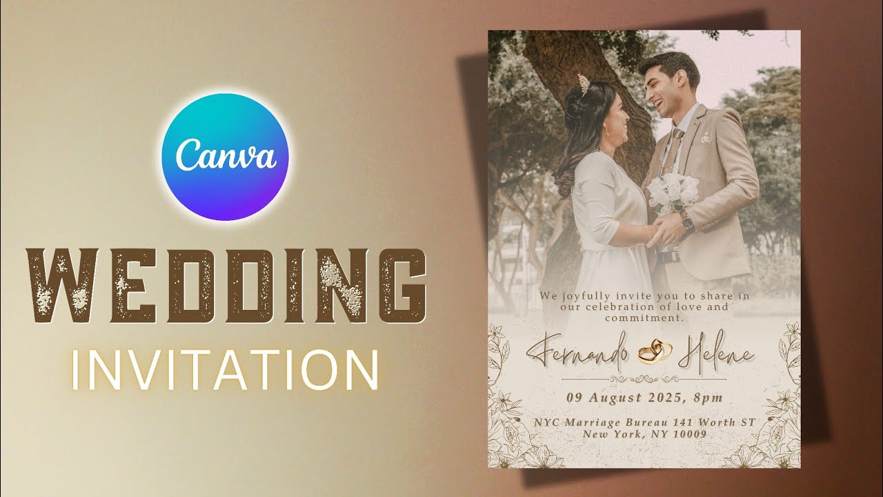 Personalised Wedding Invitation Card in Canva
