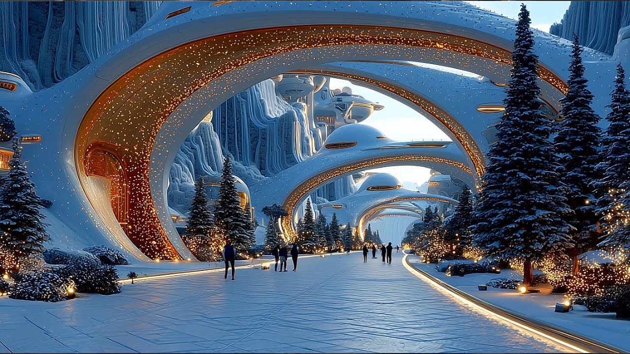 This Is Christmas in 2080 — Silent, Sustainable, and Full of Light | AI Winter Utopia | 4K