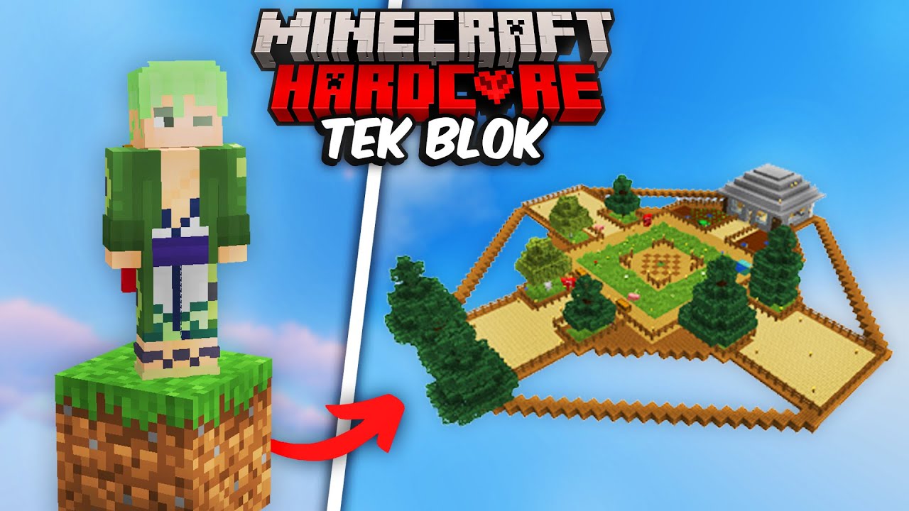 Sadece 1 Blok İLE Minecraft'ta Hayatta Kalmaya Çalıştım..