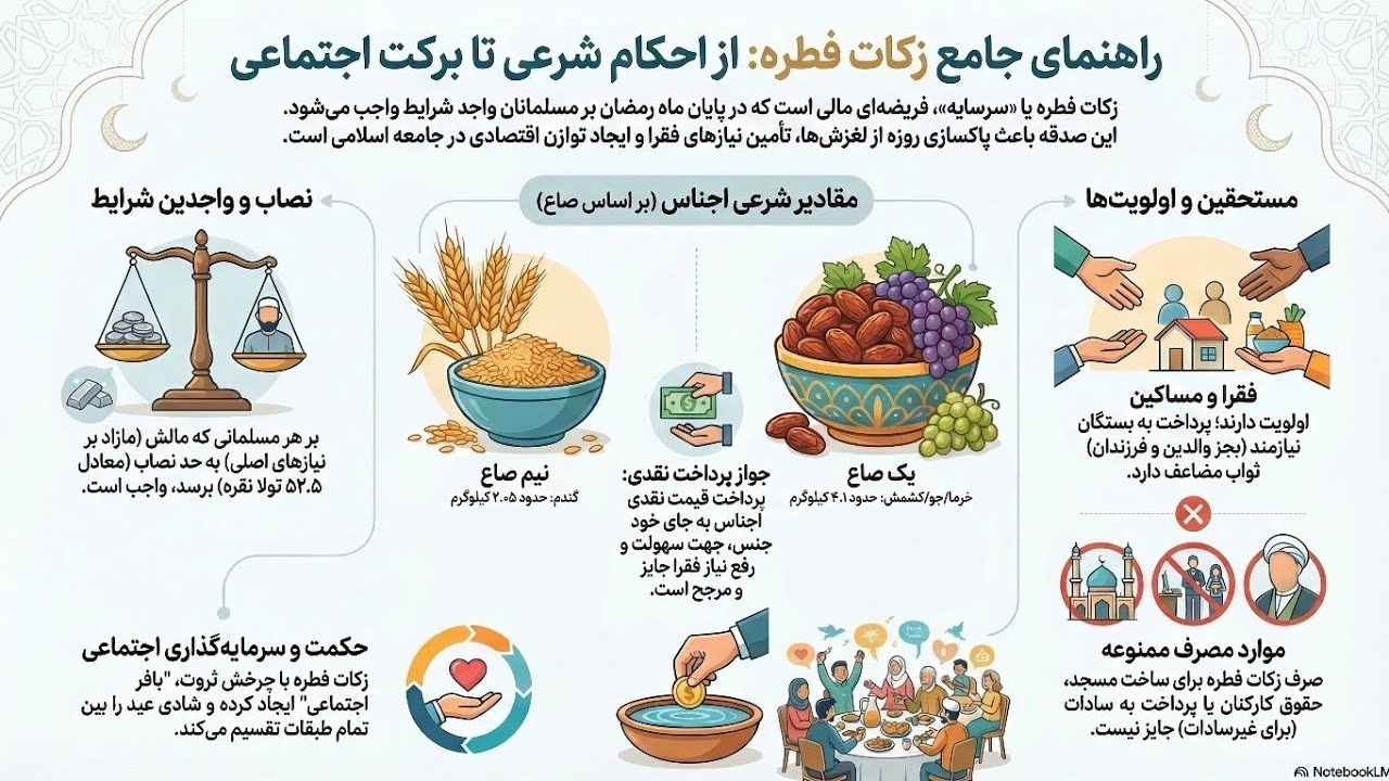 راهنمای جامع زکات فطره: احکام فقهی، مقادیر و مسائل مستحدثه. 