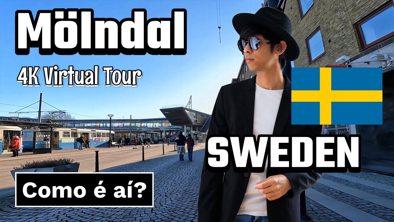 4K Virtual Walking Tour Through Downtown Mölndal, Sweden - City Walks