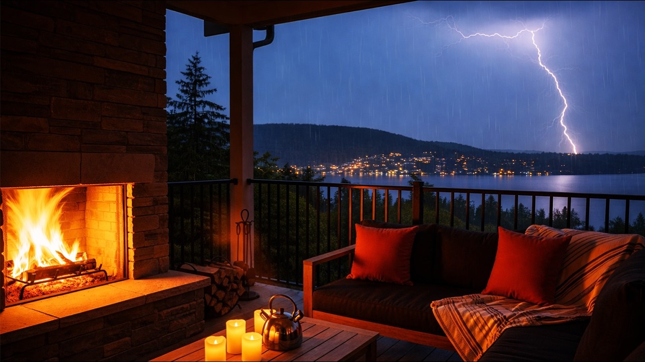 HEAVY RAIN SOUNDS AND THUNDERSTORM AT NIGHT | COZY ATMOSPHERE FOR DEEP RELAXATION AND FAST SLEEP