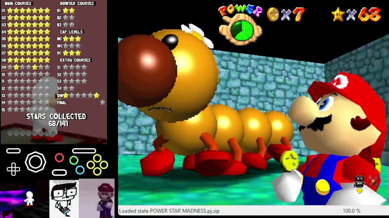 SM64 Power Star Madness - C9: Sewer Pipe System  (1/2, savestateless)