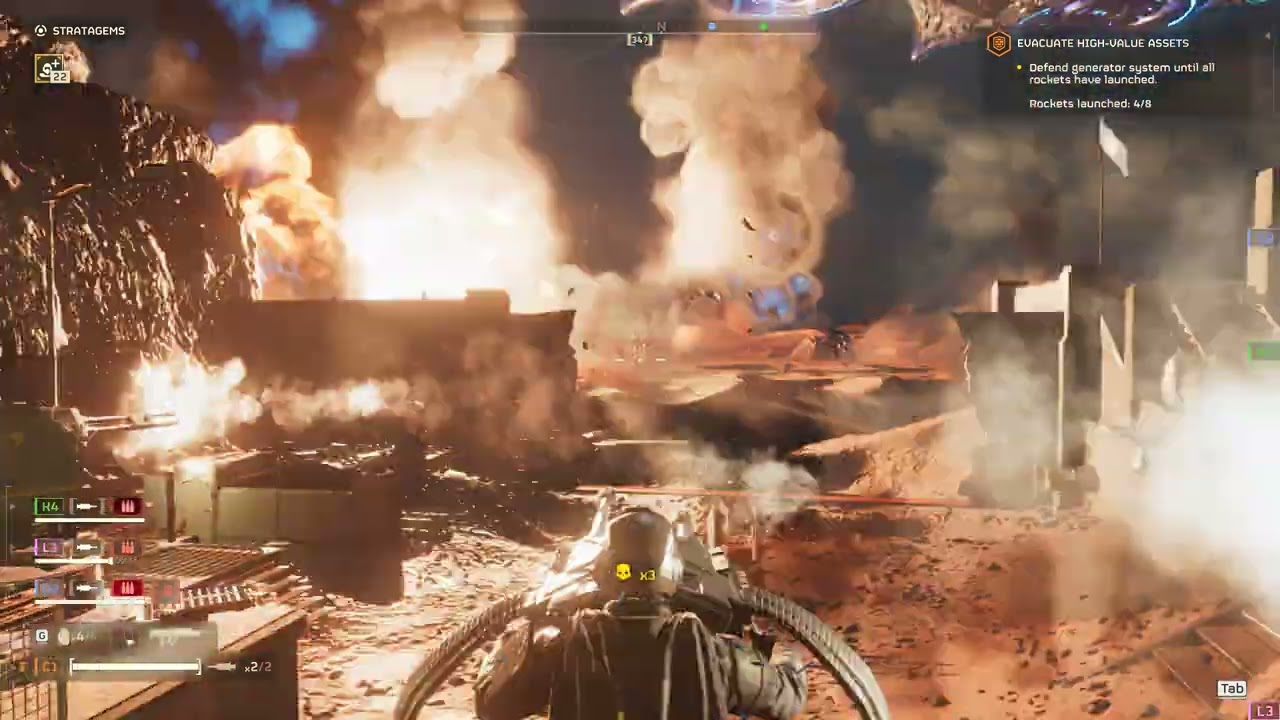 HELLDIVERS 2:  defensive mode against the squids