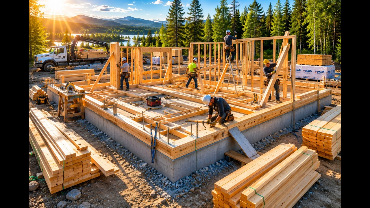 Building a Giant Off-Grid Mountain House – One Year Survival Journey