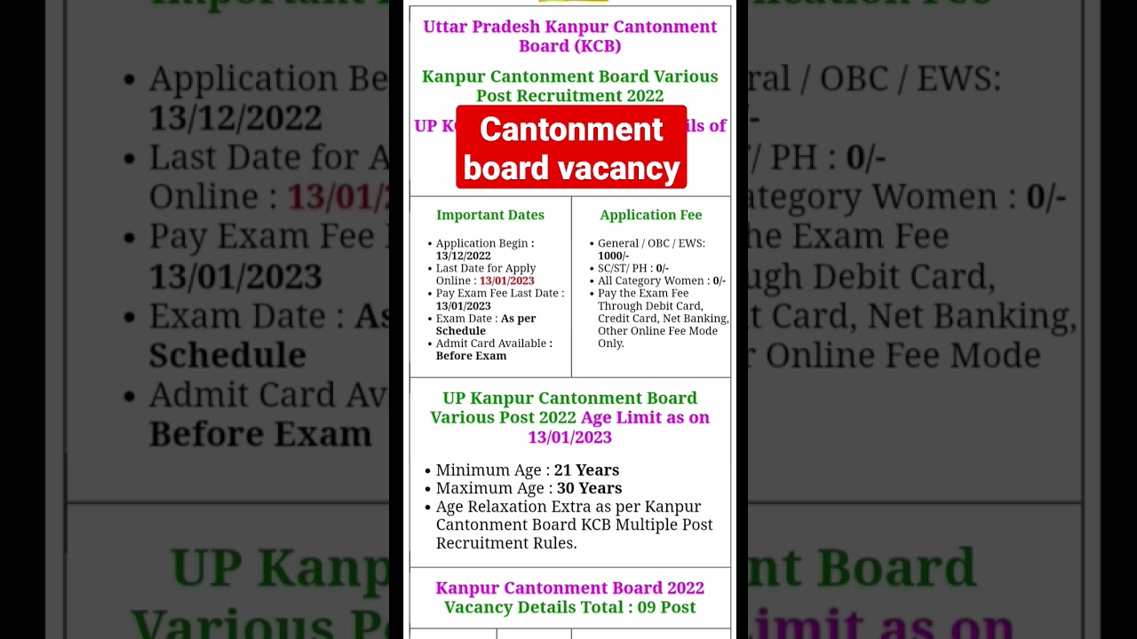 cantonment board vacancy 2023 #shorts #10thpassjob #viral #job #sscchsl #agnipathscheme