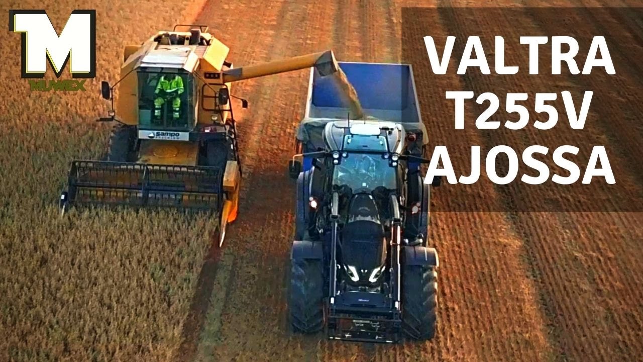 Pimenevään iltaan kauranpuinneilta kärrynajoa Valtra T255V