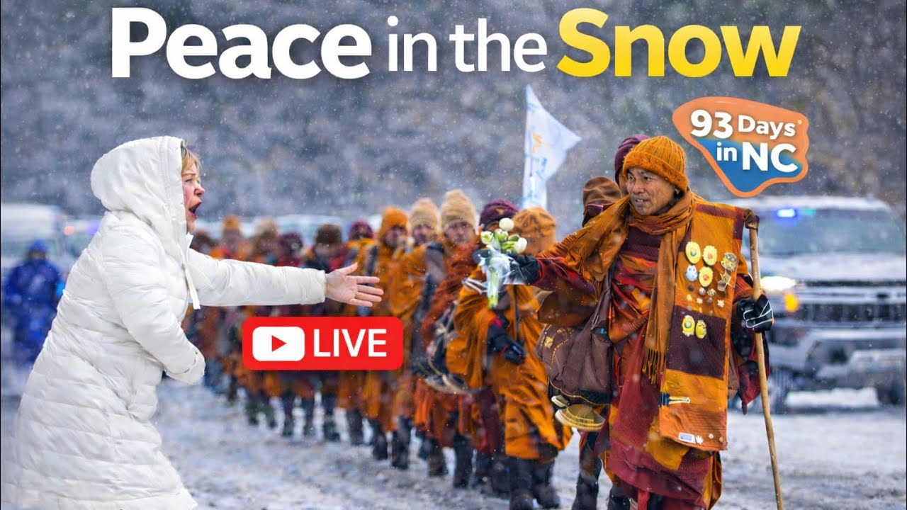 Peace in the Snow ❄️ Monk Walks as American Cried| LIVE #walkforpeace#buddha #love #aloka#song#monk 