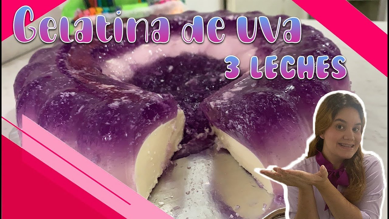 GELATINA DE UVA CON RELLENO DE QUESO CREMA// 3 LECHES// CUPKARM REPOSTERIA