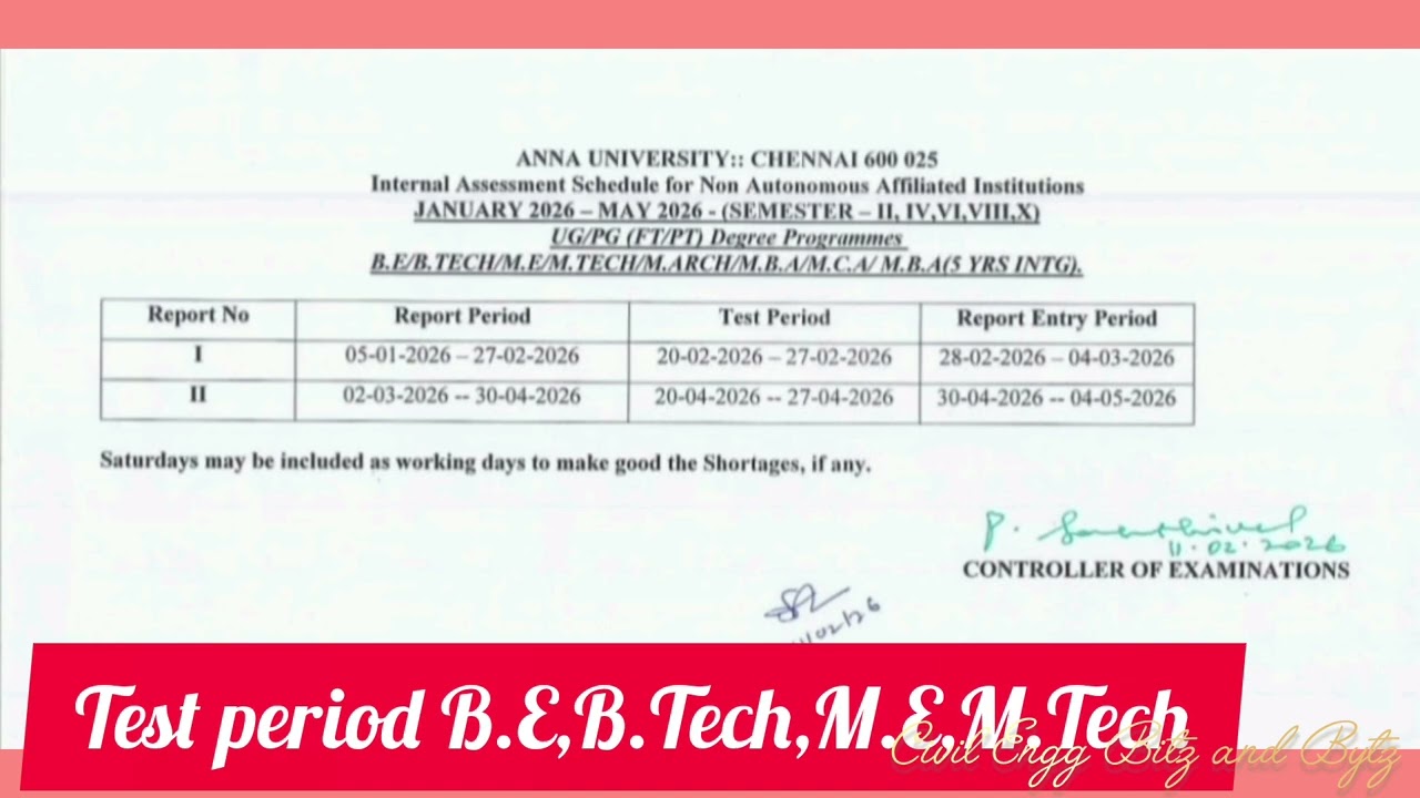 Last Working Day|Exam|Academic Schedule|Anna University|B.E,B.Tech,M.E,M.Tech,B.Arch,M.Arch