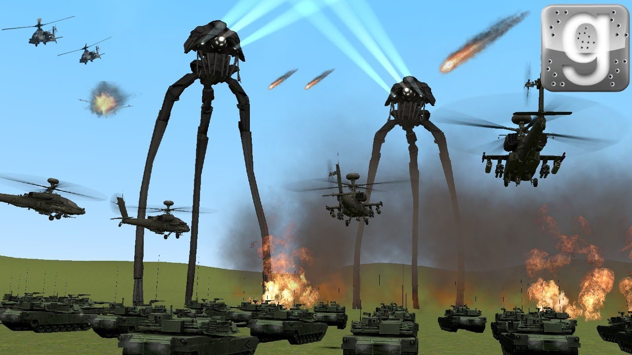 War of the worlds Tripods Big Battle Against The Military SNPC Fight Garry's Mod