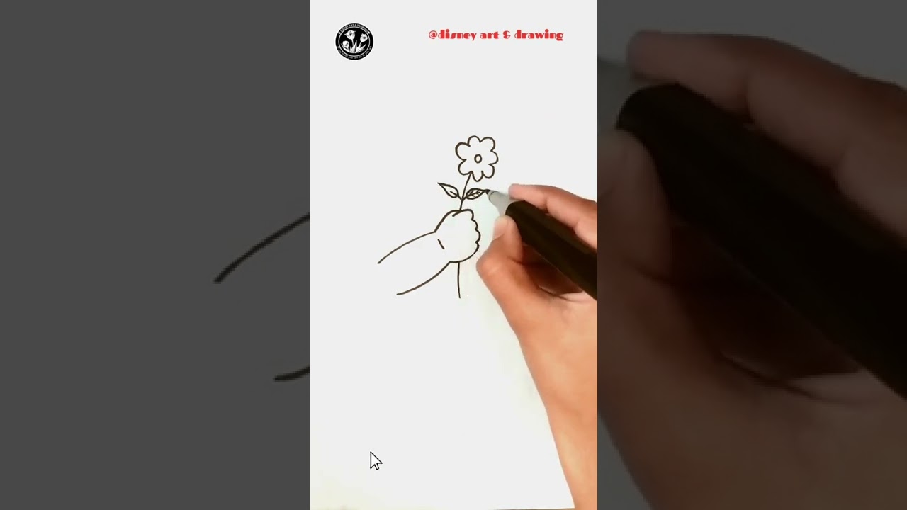 How to draw to a cute hand holding flower 