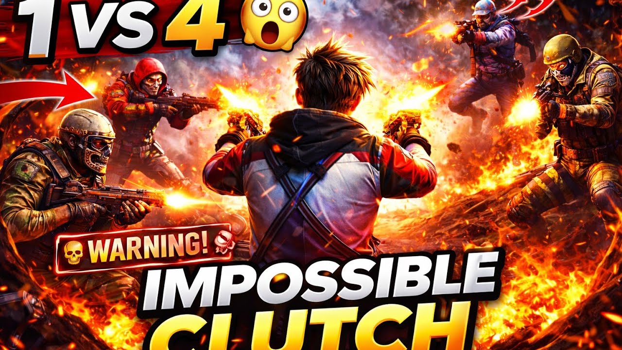 “1 vs 4 Squad Wipe 😱 Insane Clutch Gameplay | Free Fire Full Match”