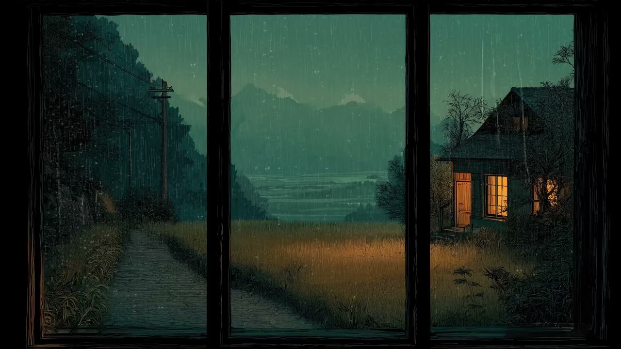 Tranquil Rainy Window Nature View with Soft Rain Sounds for Sleep, Relaxation, and Focus Time