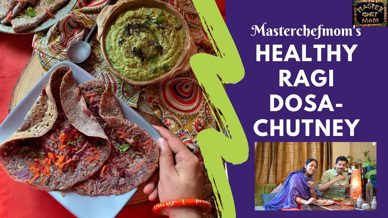 Ragi Dosa With Spinach Peanut Chutney |Healthy Dosa Recipe| Healthy Chutney Recipe by Masterchefmom