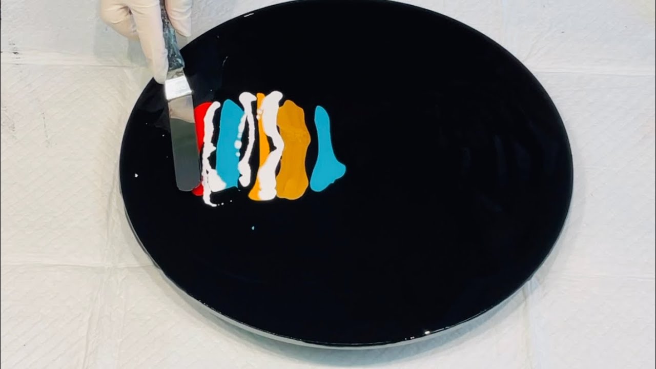 pouring on mdf board~NEGATIVE SPACE SPINNING ~SUPER CELLS USING FLOETROL AS MY CELL ACTIVATION