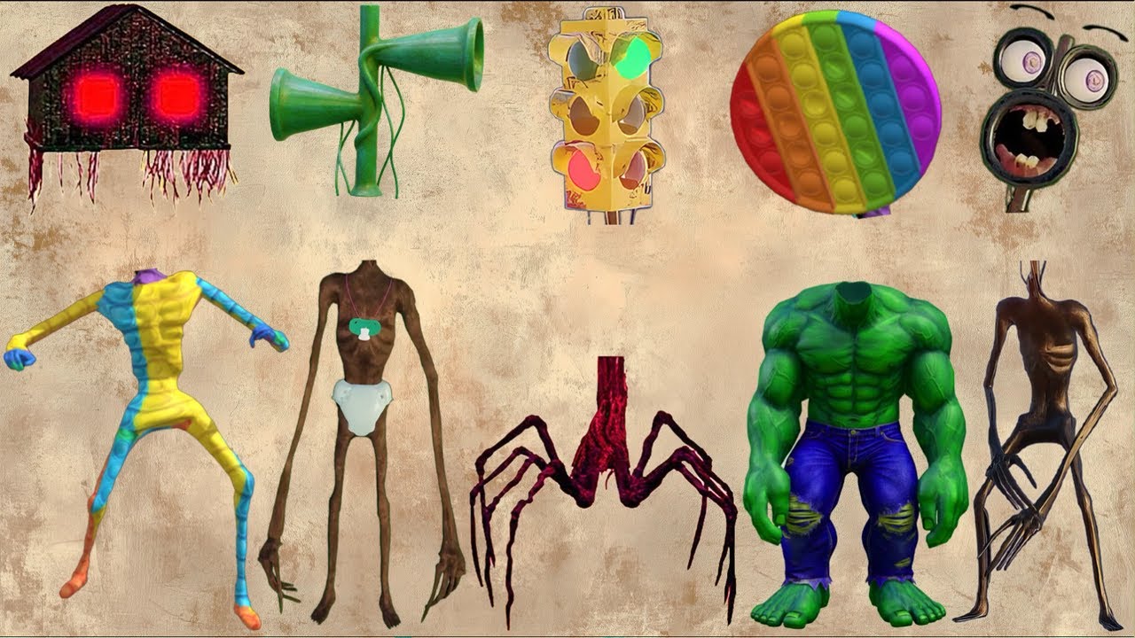 WRONG SIREN HEAD SIREN HOUSE HEAD, SIREN HEAD TRAFFIC, SIREN HEAD POP IT, SIREN HEAD HULK, SKELETON