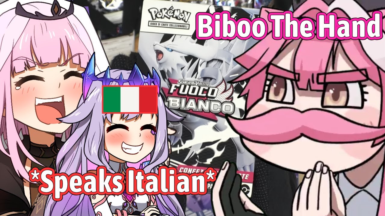 Biboo Shows Her Italian Accent When Reading Italian Pokemon Booster Pack【Hololive EN】