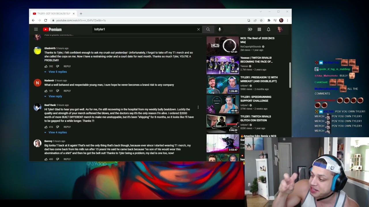 Tyler1's Youtube comments are affecting his business
