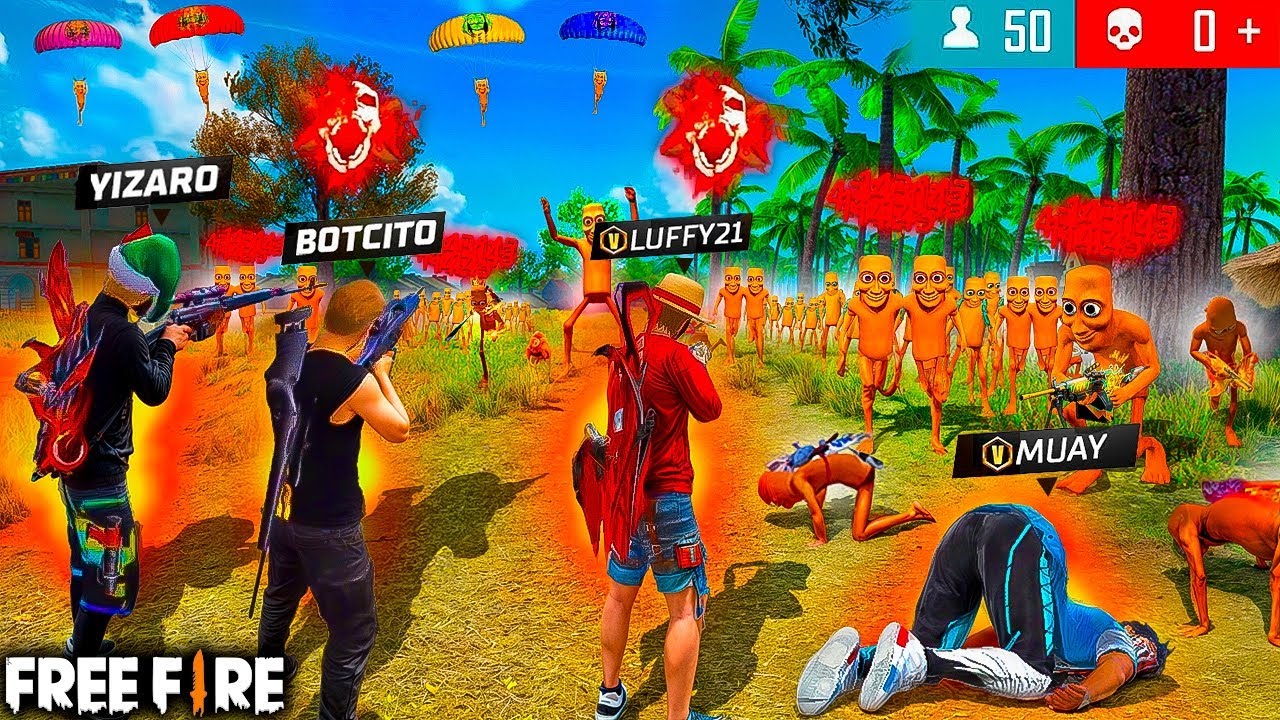 ELIMINANDO a 50 TUNG TUNG SAHUR en FREE FIRE con EL EQUIPO MARIPOSA 😱🔥