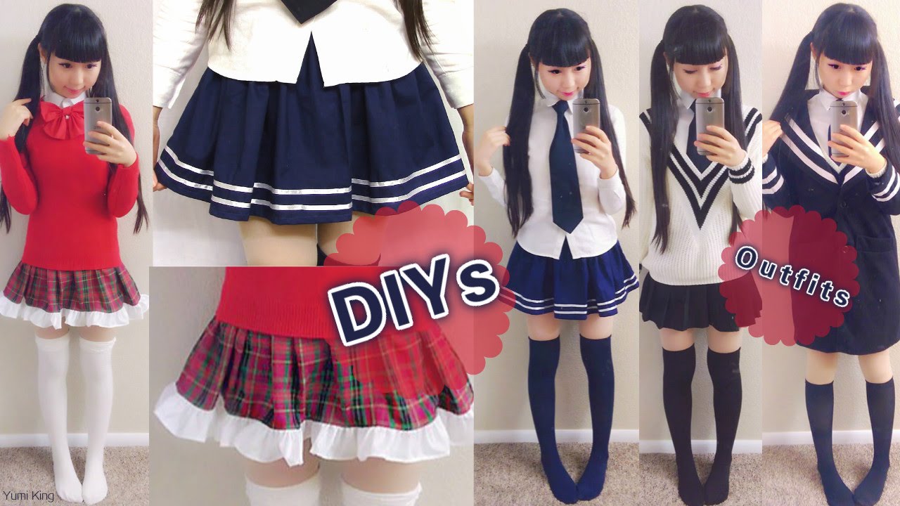 DIY Daily Anime Japanese School Uniforms for Beginners: DIY Navy Skirt+Plaid Skirt+School Outfits
