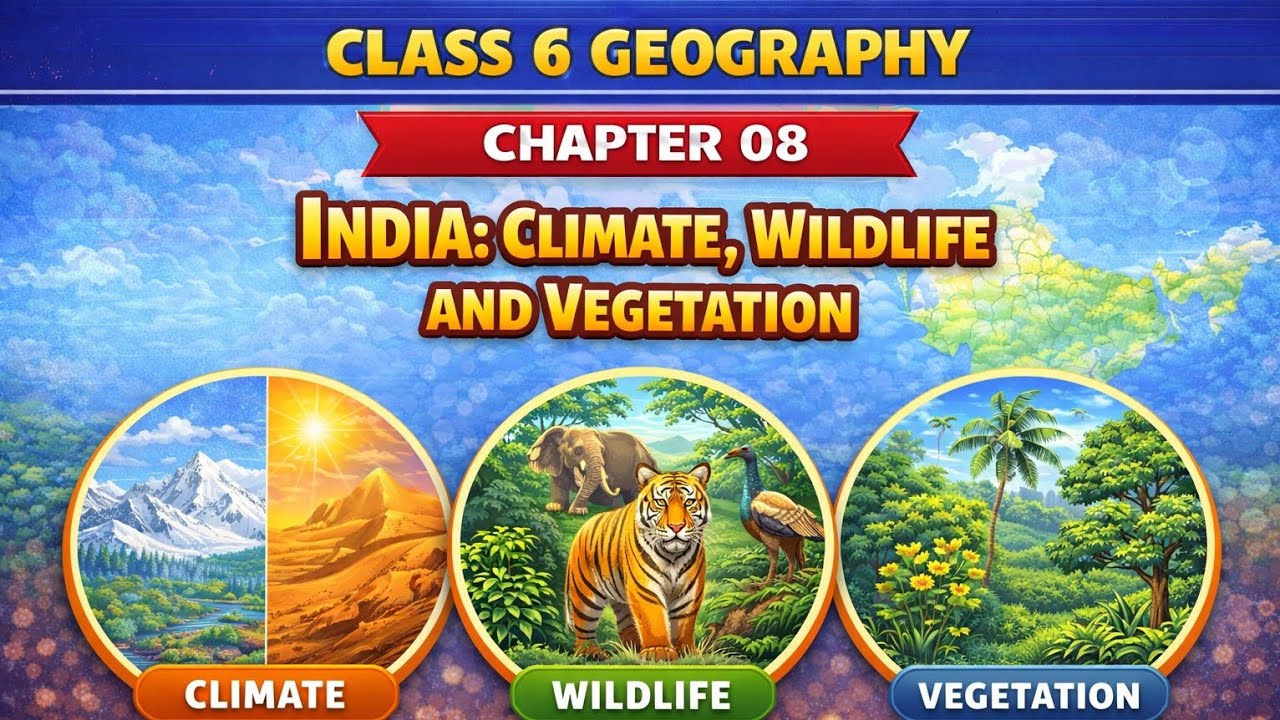 📘 NCERT Class 6 Geography | Chapter 8 – India: Climate, Vegetation and Wildlife 🌦️🌿🐅