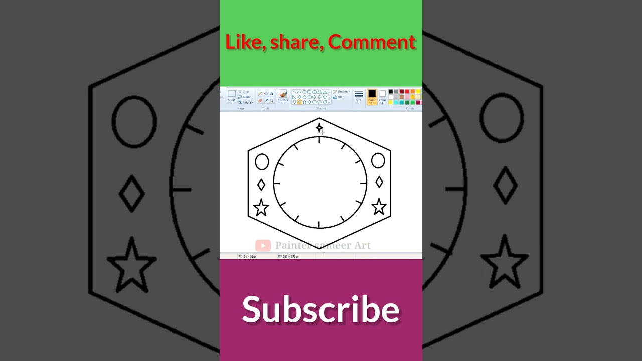 watch drawing Ms paint / #short watch draw video / ms paint watch draw / computer drawing
