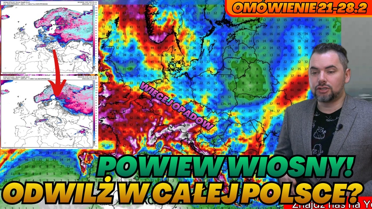 Odwilż w całej Polsce po 21 lutego widoczna w wyliczeniach. NAO, Jetstream. Om&oacute;wienie.