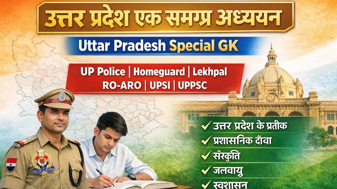 उत्तर प्रदेश एक समग्र अध्ययन | Uttar Pradesh Special class | UP Special GK | Important Mcqs 