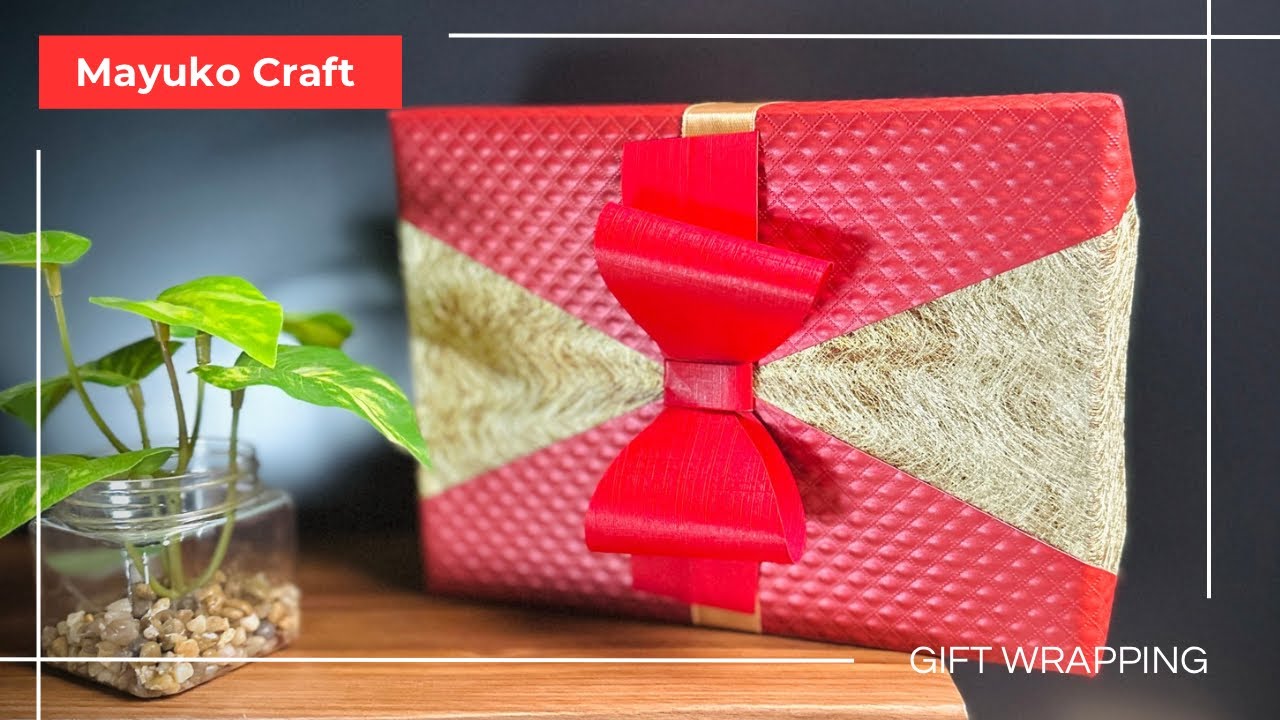 DIY ASMR Gift Wrap | No Talking No Music | Red & Gold Bow Wrapping Tutorial