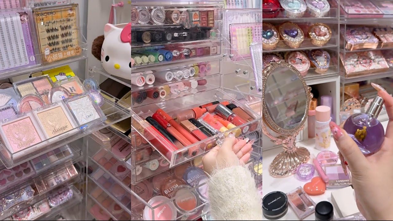 ASMR MAKEUP & ORGANIZING VANITY 🎀 