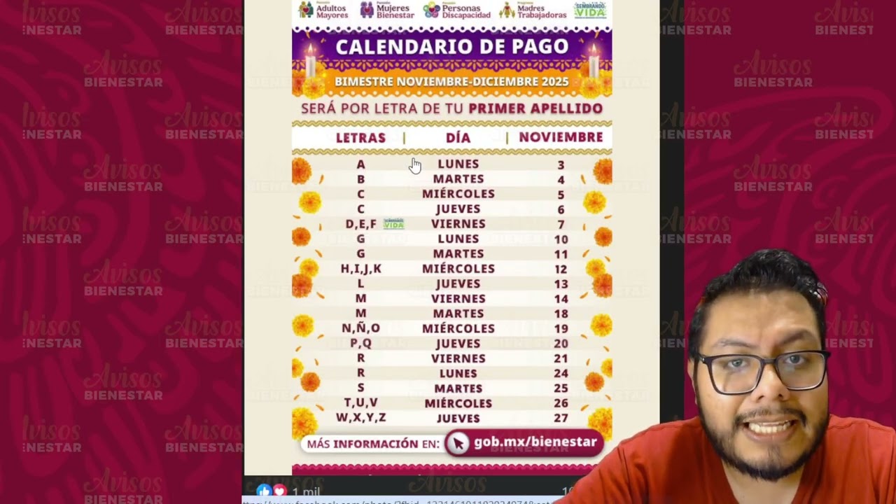 ya esta &iexcl;EL CALENDARIO DE PAGOS! de la pensi&oacute;n bienestar adultos mayores noviembre - diciembre 2025