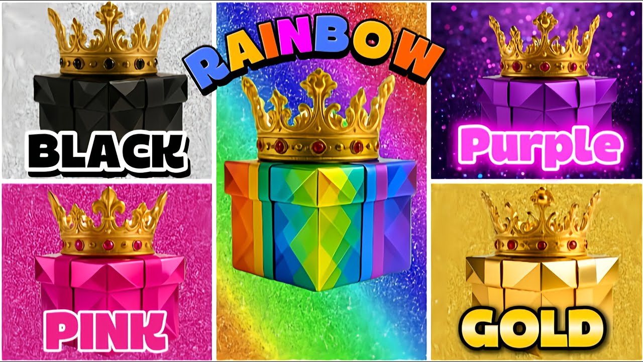 Choose Your Gift 🎁🤮🤑🥰|| 5 gift box challenge || Pink, Gold, Purple, Black & Rainbow 💛🖤💜💖🌈 #quiz