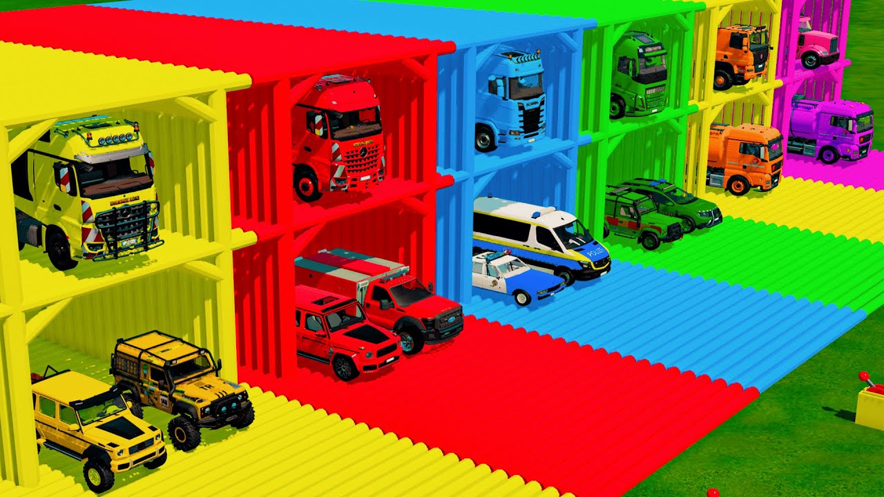 TRANSPORTING POLICE CARS, FIRE TRUCKS and AMBULANCE with MAN TRANSPORTERS! Farming Simulator 2242