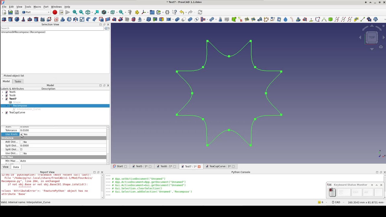 FreeCAD: Реконструкция кривой в Стране чудес.