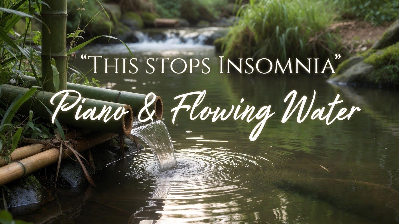 Soft Piano with Mountain Water Stream 🌊 Deep Sleep Music for Stress Relief and Relaxation