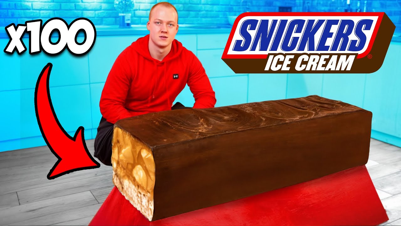 SNICKERS Helado Gigante | C&oacute;mo hacer el SNICKERS Helado de bricolaje m&aacute;s grande del mundo por VANZAI