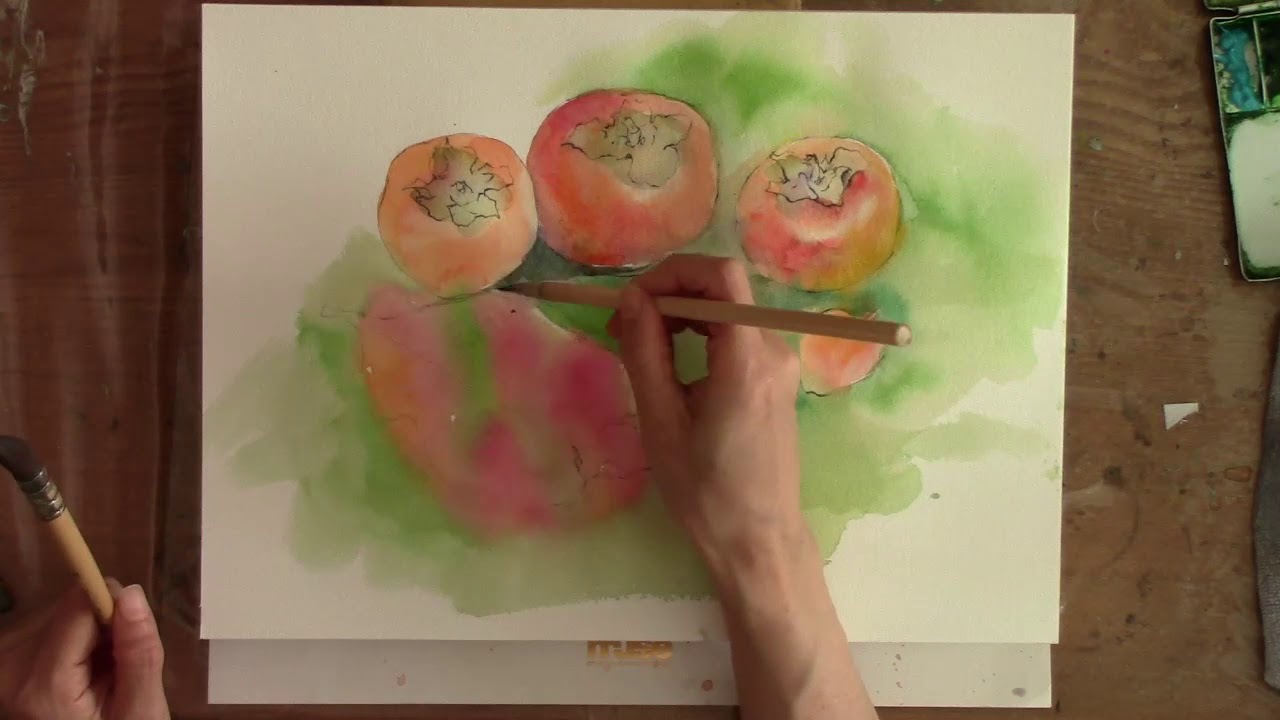 20分スケッチ柿を描く
