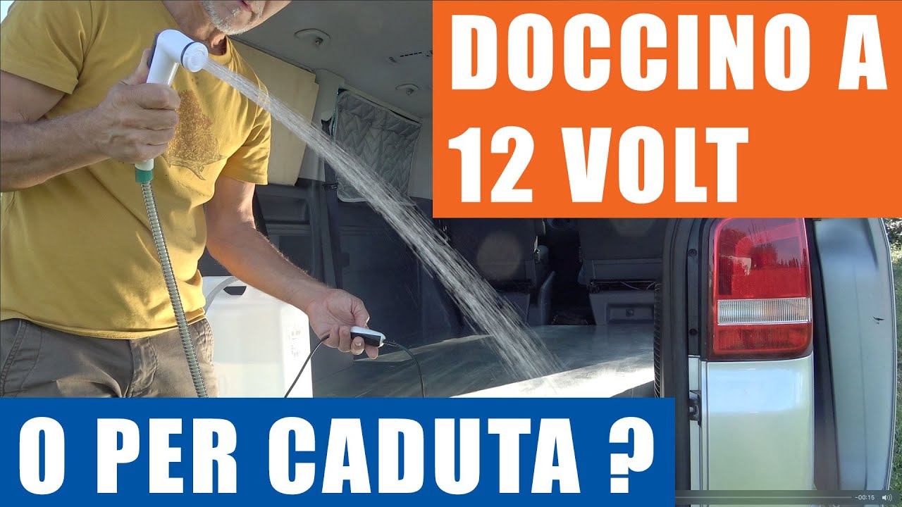 Doccino 12 volt da campeggio, in caso anche doccia per caduta