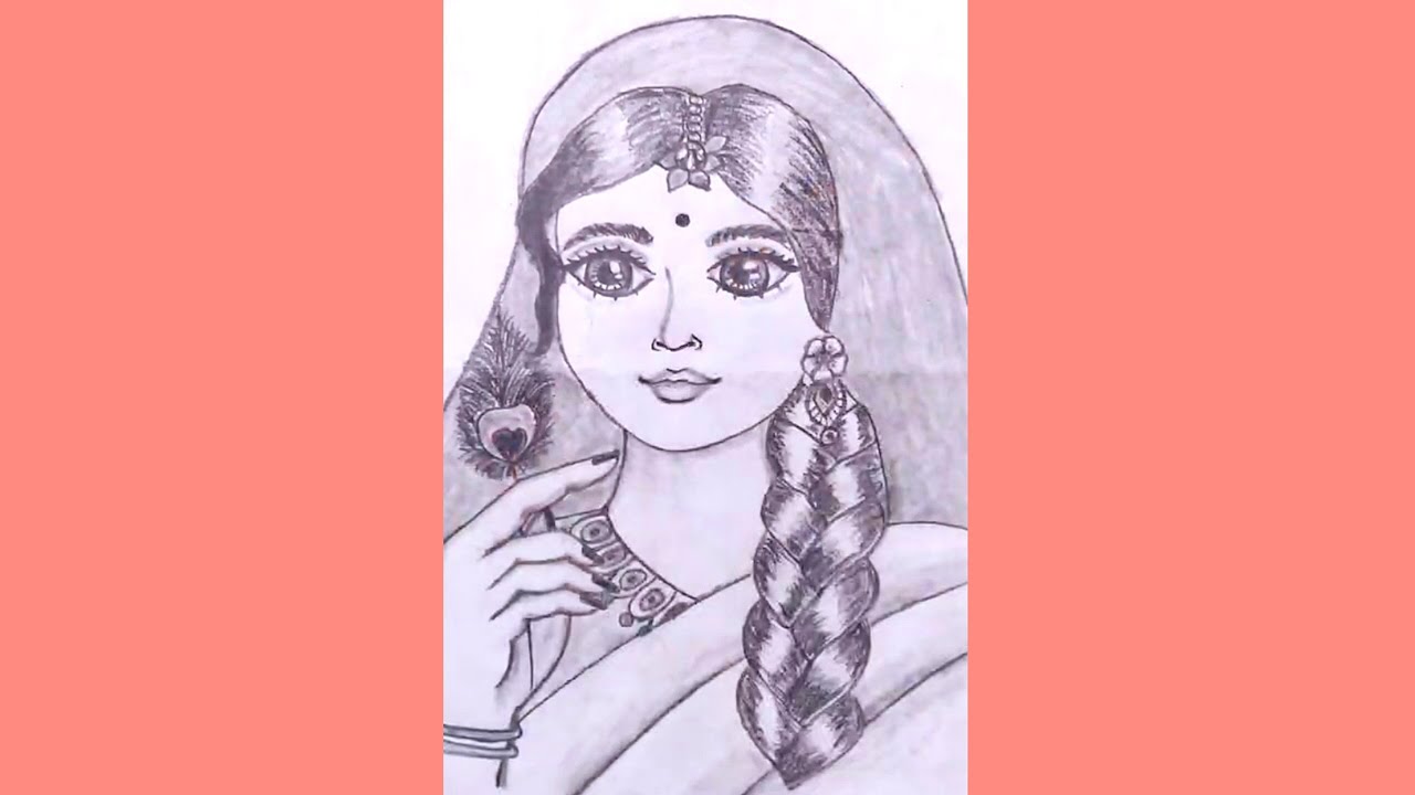 How To Draw A Beautiful Sketch Of Radha Rani | Radha Rani Sketch |