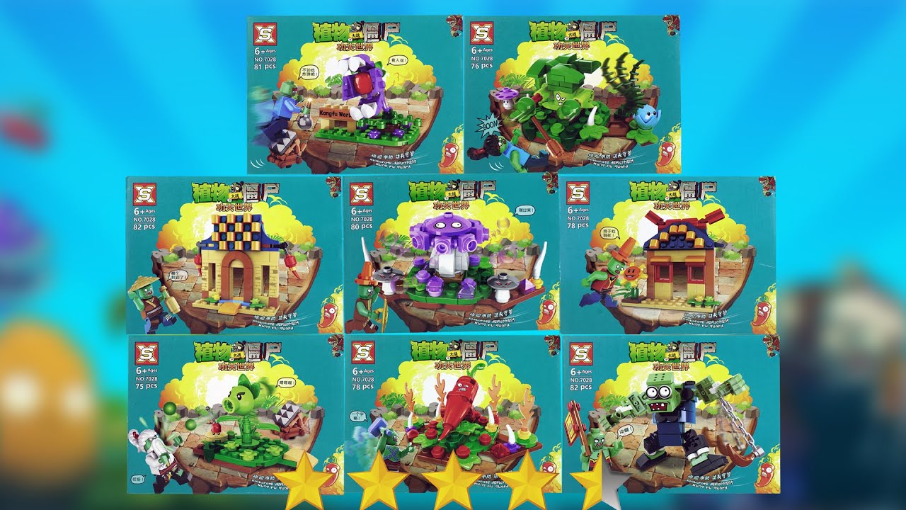 Lego Plants vs Zombies: Kongfu World 8 Boxes Brick Sets Unbox & Speed Build | Unofficial Lego
