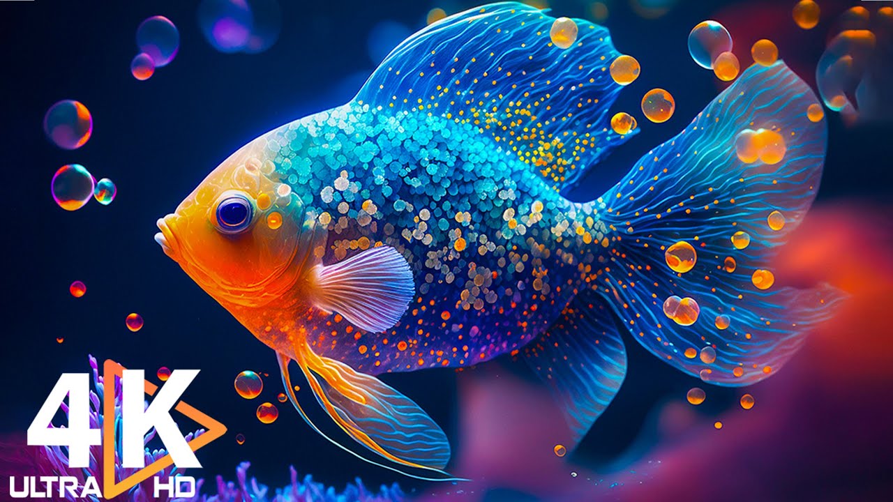 Аквариум 4K Видео (Ultra HD) 🐠 Морские животные с музыкой сна - уникальное и красочное видео